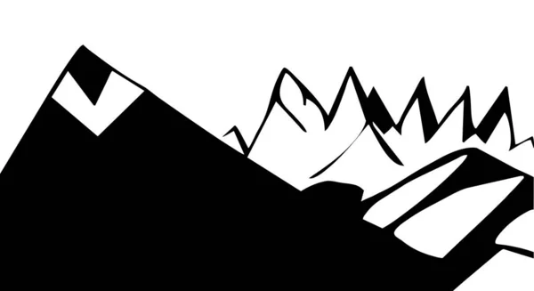 Ilustração Vetorial Preto Branco Picos Montanha Fundo Branco — Vetor de Stock