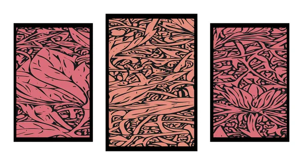 一套3幅可打印的植物学图解 灵感来自莫里斯的作品 — 图库矢量图片