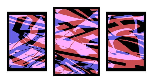 一套3个抽象图解 用于印刷品 织物图案 用于图形 — 图库矢量图片