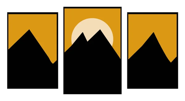 收集了3个可打印的极简主义插图 山地景观 不是由爱产生的 — 图库矢量图片
