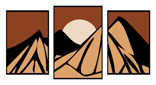 Samling Utskrivbara Minimalistiska Illustrationer Bergslandskap Genererat — Stock vektor