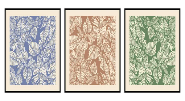 Conjunto Ilustrações Botânicas Imprimíveis Inspiradas Trabalho Morris Não Gerado Por —  Vetores de Stock