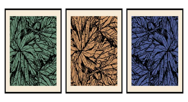 一组3个可打印的植物学插图灵感来自莫里斯的作品 不是由爱产生的 — 图库矢量图片