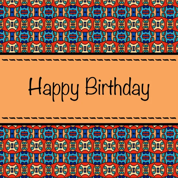 Happy Birthday Card Design Oriental Pattern — Stock Photo, Image