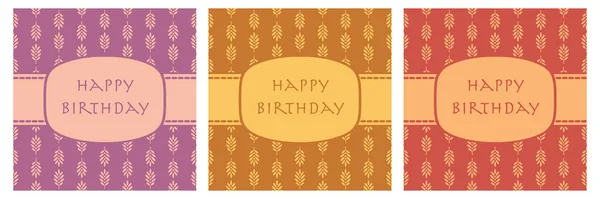 Conjunto Cartões Felicitações Aniversário Modelos Convite Para Festas — Vetor de Stock