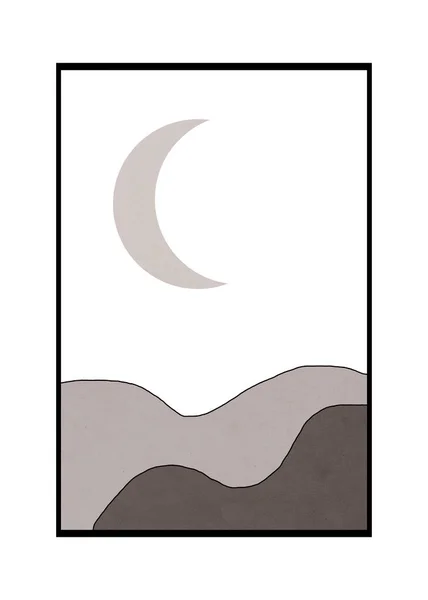 Мінімалістична Ілюстрація Друку Дизайн Обкладинки Брошури Гірський Пейзаж — стокове фото