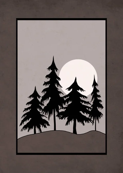 Printable Minimalist Illustration Cover Design Brochures Mountain Landscape — Stock Photo, Image