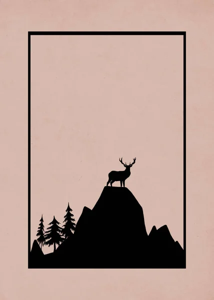 Illustration Minimaliste Imprimable Conception Couverture Brochures Paysage Montagne — Photo