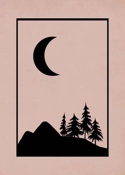Druckbare Minimalistische Illustration Cover Design Broschüren Berglandschaft — Stockfoto