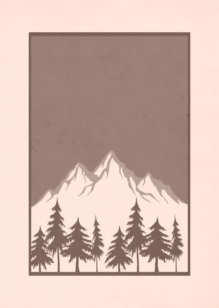 Мінімалістична Ілюстрація Друку Дизайн Обкладинки Брошури Гірський Пейзаж — стокове фото
