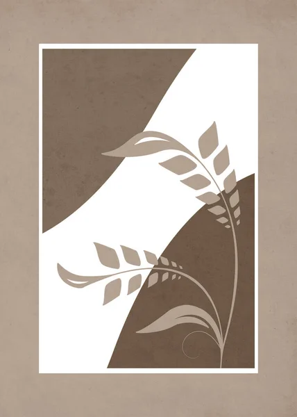 Drukowana Minimalistyczna Ilustracja Projekt Okładki Broszury Wzór Botaniczny — Zdjęcie stockowe