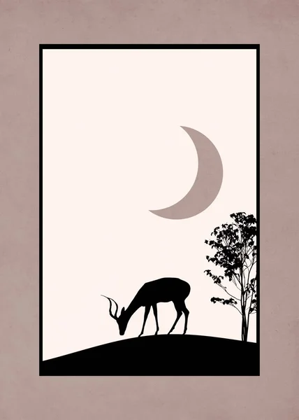 Printable minimalist illustration. Cover design, brochures. Animals in the illustration