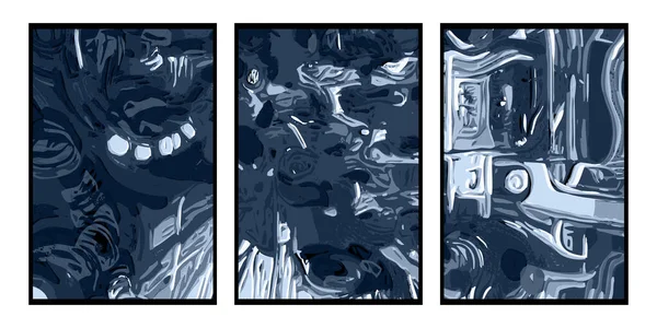 Збірка Трьох Друкованих Ілюстрацій Тканинний Візерунок Використання Графіці Сюрреалістична Абстракція — стоковий вектор
