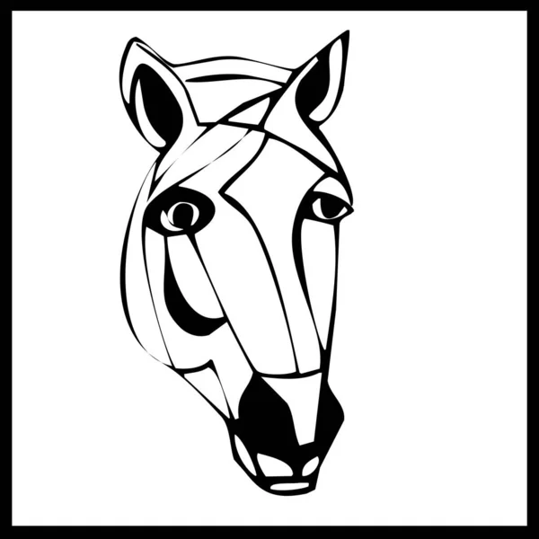 动物图解 白色背景上的马的黑色轮廓 — 图库照片