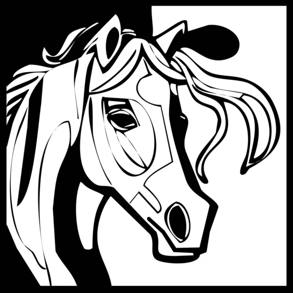 Ilustracja Zwierzęcia Czarna Sylwetka Konia Białym Tle — Zdjęcie stockowe