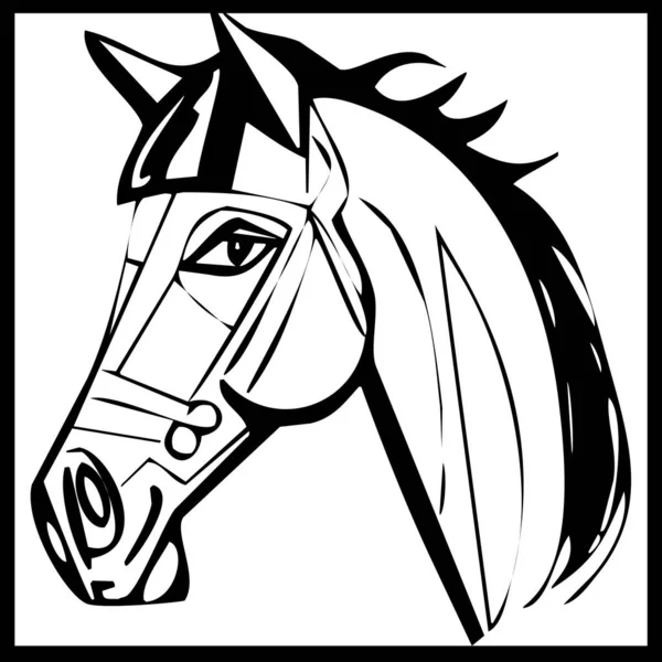Animal illustration. Black silhouette of a horse on a white background.