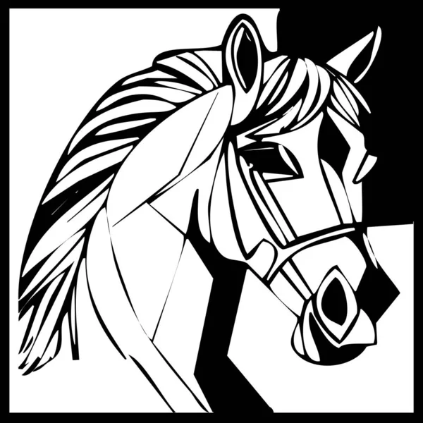 动物图解 白色背景上的马的黑色轮廓 — 图库照片
