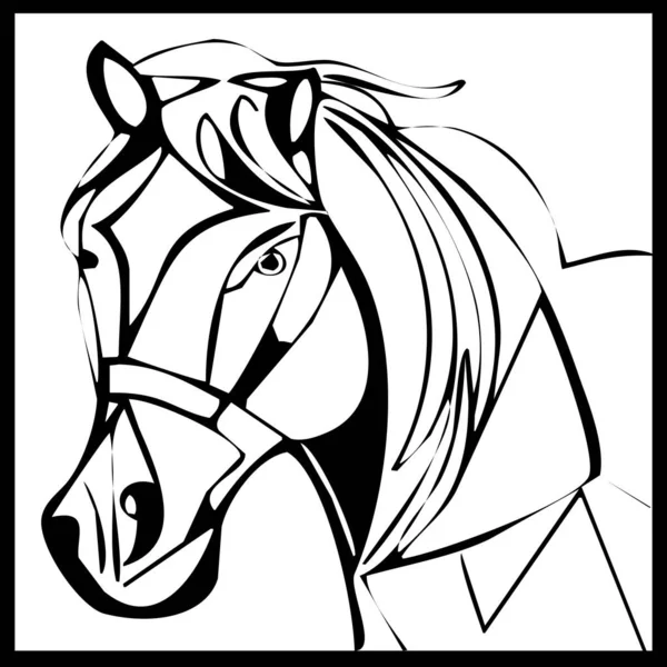 Ilustração Animal Silhueta Preta Cavalo Fundo Branco — Fotografia de Stock