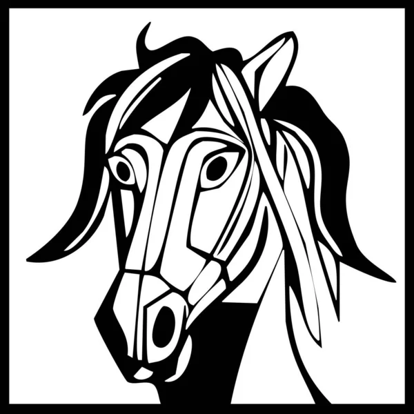 Animal illustration. Black silhouette of a horse on a white background.