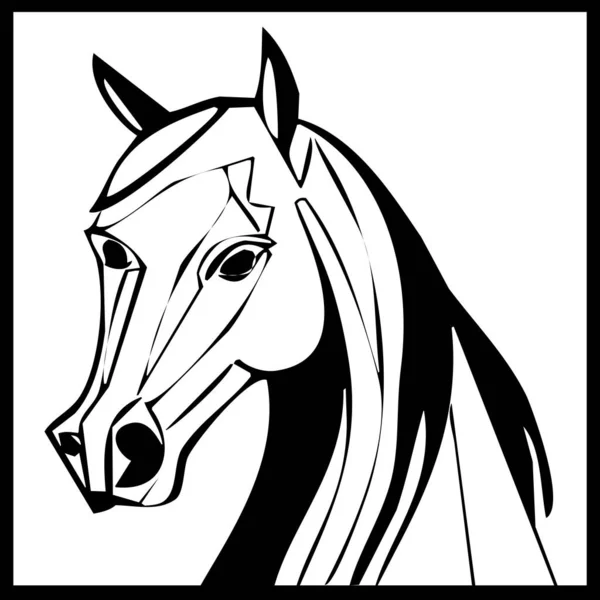 Animal Illustration Schwarze Silhouette Eines Pferdes Auf Weißem Hintergrund — Stockfoto