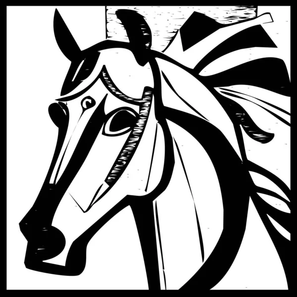 Animal Illustration Black Silhouette Horse White Background — Stock Photo, Image