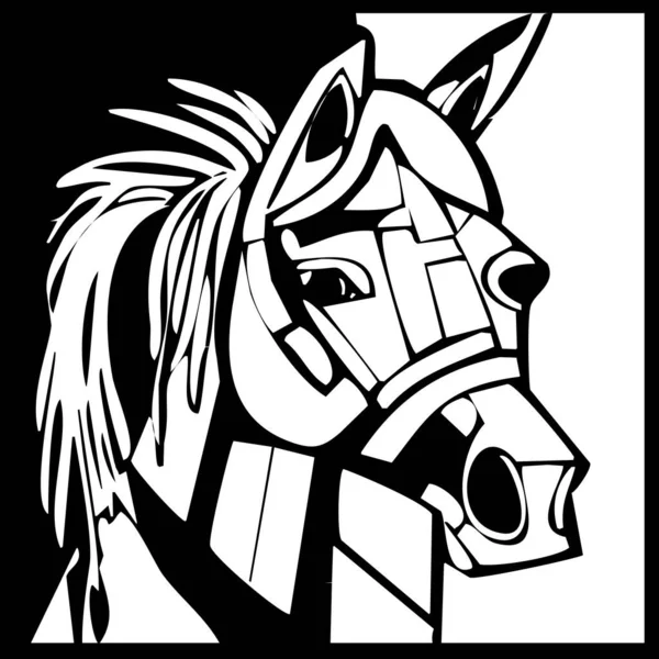 Ilustracja Zwierzęcia Czarna Sylwetka Konia Białym Tle — Zdjęcie stockowe