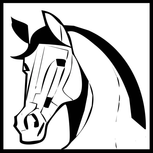 Ilustrace Zvířat Černá Silueta Koně Bílém Pozadí — Stock fotografie