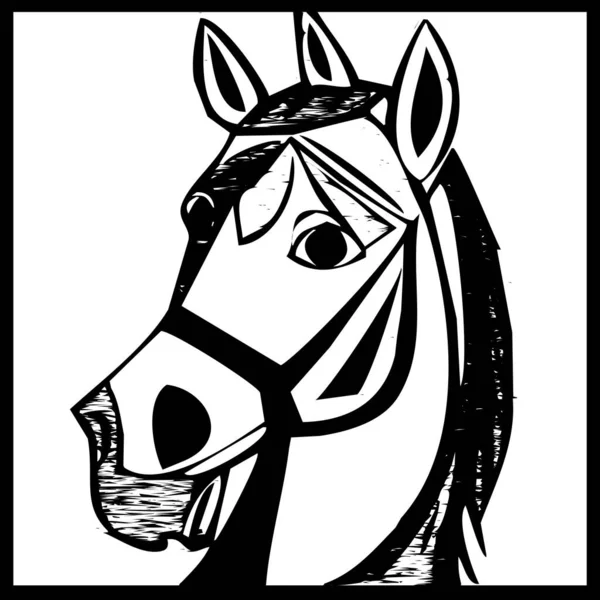 Иллюстрация Животных Черный Силуэт Лошади Белом Фоне — стоковое фото