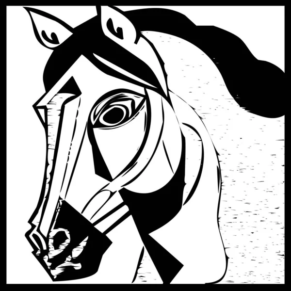 Animal Illustration Schwarze Silhouette Eines Pferdes Auf Weißem Hintergrund — Stockfoto