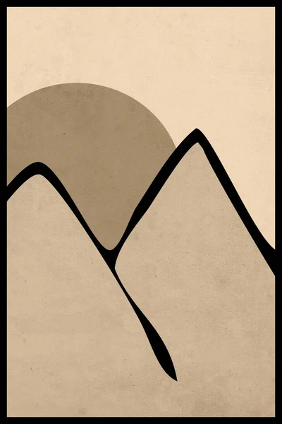 Minimalist Illustration Print Cover Mountain Landscape — Stock Photo, Image