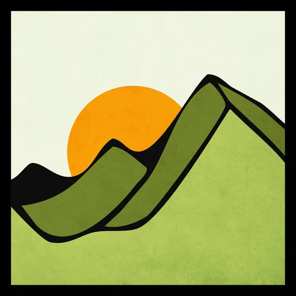 Minimalist Illustration Print Cover Mountain Landscape — Stock Photo, Image