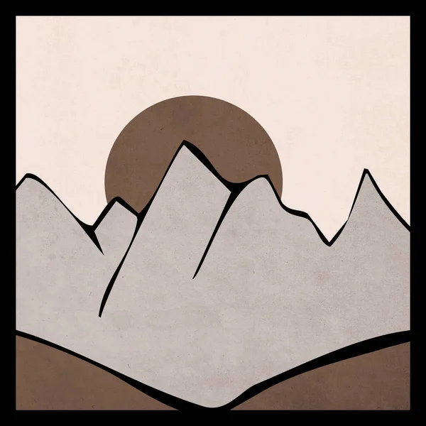Minimalistische Illustratie Voor Afdruk Voor Omslag Berglandschap — Stockfoto