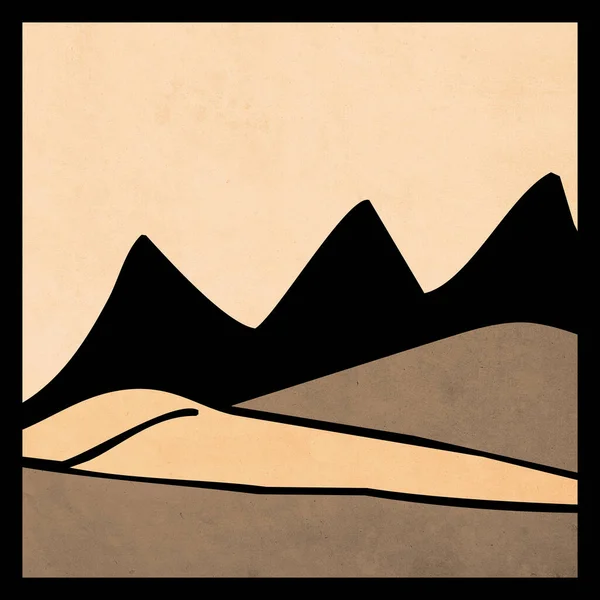 Illustration Minimaliste Pour Impression Pour Couverture Paysage Montagne — Photo