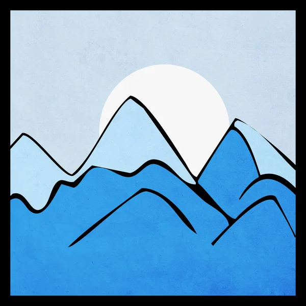 Minimalistisk Illustration För Tryck För Omslaget Bergslandskap — Stockfoto