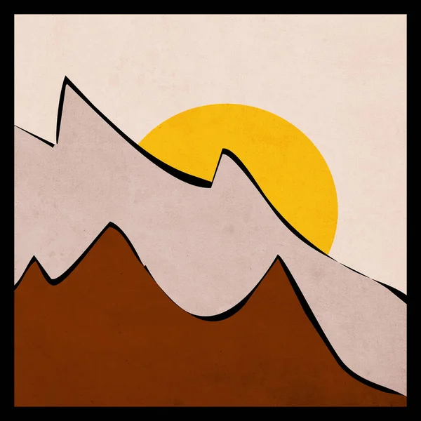 Illustration Minimaliste Pour Impression Pour Couverture Paysage Montagne — Photo