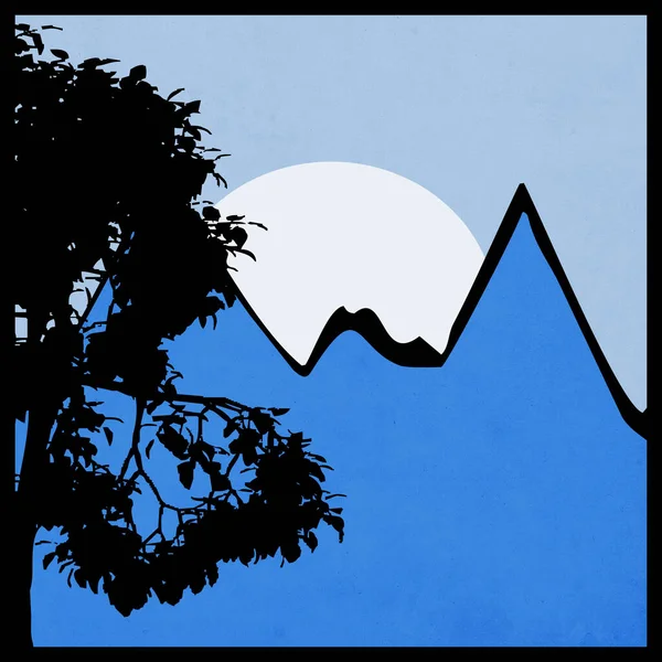 Minimalistische Illustratie Voor Afdruk Voor Omslag Berglandschap — Stockfoto