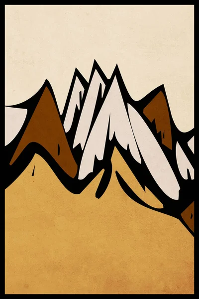 Minimalistisk Illustration För Tryck För Omslaget Bergslandskap — Stockfoto