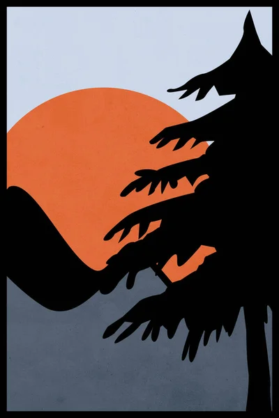 Minimalist illustration for print , for the cover . Mountain landscape