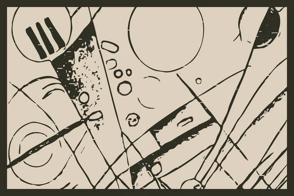 Abstrakte Illustration Inspiriert Vom Werk Kandinskys Dunkle Formen Auf Hellem — Stockfoto