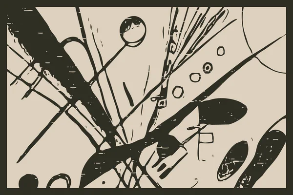 Ilustração Abstrata Inspirada Obra Kandinsky Formas Escuras Fundo Claro — Fotografia de Stock