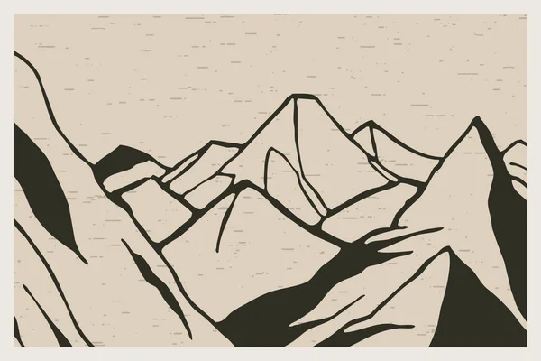 Minimalistisch Bedruckbare Illustration Berglandschaft — Stockfoto