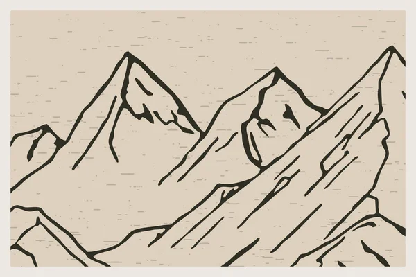 Ilustración Minimalista Imprimible Paisaje Montaña —  Fotos de Stock
