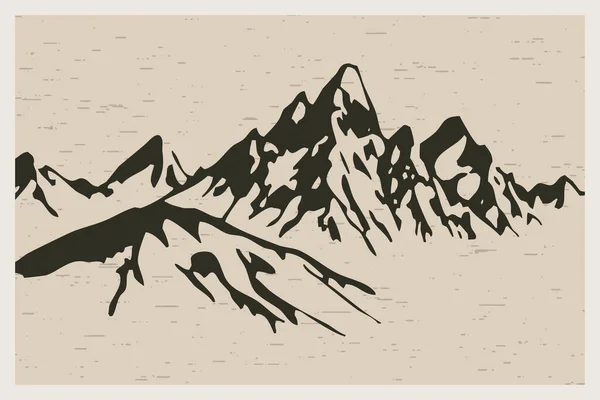 Minimalist printable illustration. Mountain landscape.