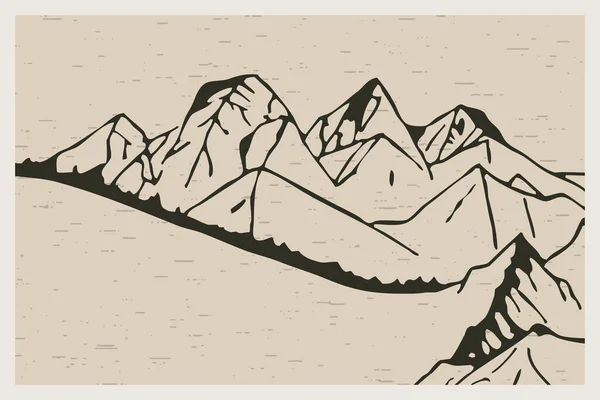 Minimalist printable illustration. Mountain landscape.
