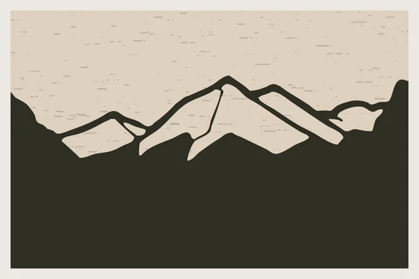 Minimalistická Tisková Ilustrace Horská Krajina — Stock fotografie