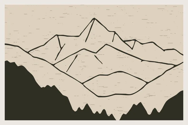 Minimalistisk Tryckbar Illustration Bergslandskap — Stockfoto