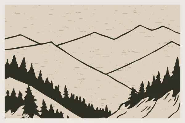 Minimalistisch Drukbare Illustratie Berglandschap — Stockfoto