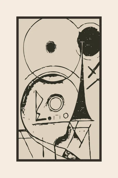 Affiche Abstraite Inspirée Travail Kandinsky Formes Sombres Sur Fond Clair — Photo