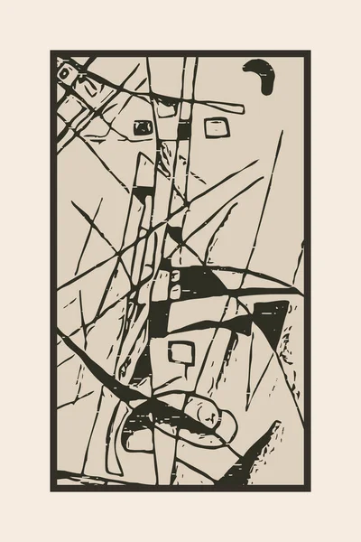 Cartaz Abstrato Inspirado Trabalho Kandinsky Formas Escuras Fundo Claro — Fotografia de Stock