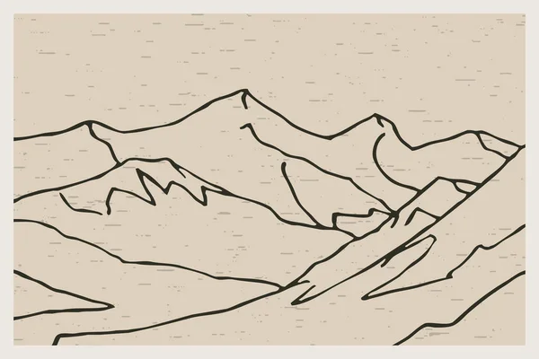 Minimalistisk Tryckbar Illustration Bergslandskap — Stockfoto